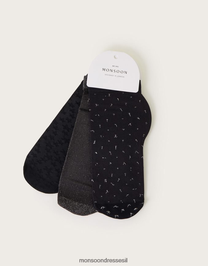 אבזר Monsoon סט גרבי פופ של שלושה כסף נשים HTJ0TZ1267