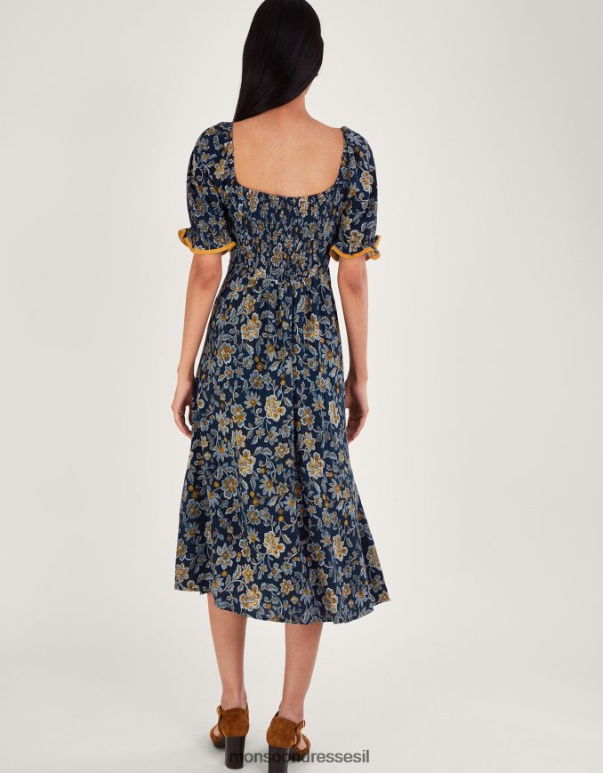 הַלבָּשָׁה Monsoon שמלת פרחים מנוקדת כחול (צי) נשים HTJ0TZ126