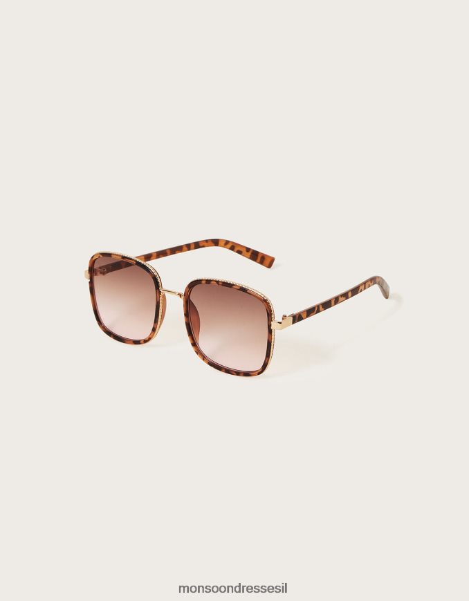 אבזר Monsoon משקפי שמש מרובעים של שריון צב מסוגנן נשים HTJ0TZ1275