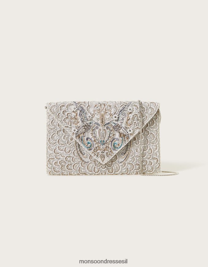 אבזר Monsoon תיק קלאץ' עם מעטפת כלה מעוטרת בציפור מסוגנן נשים HTJ0TZ1276