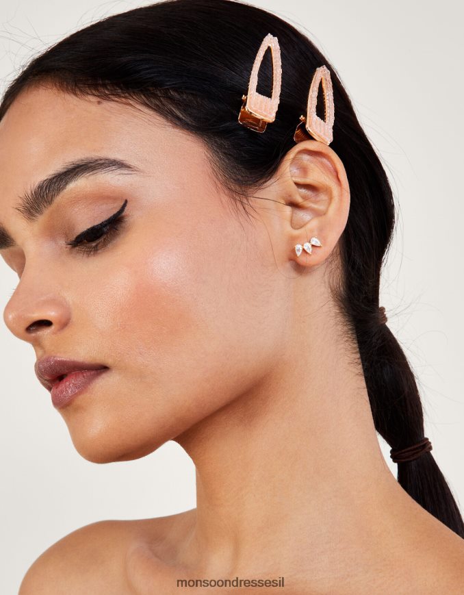 אבזר Monsoon קליפס אבני חן סט של שניים וָרוֹד נשים HTJ0TZ1277