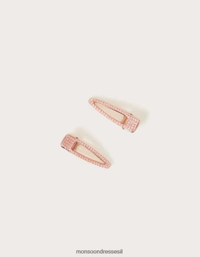 אבזר Monsoon קליפס אבני חן סט של שניים וָרוֹד נשים HTJ0TZ1277