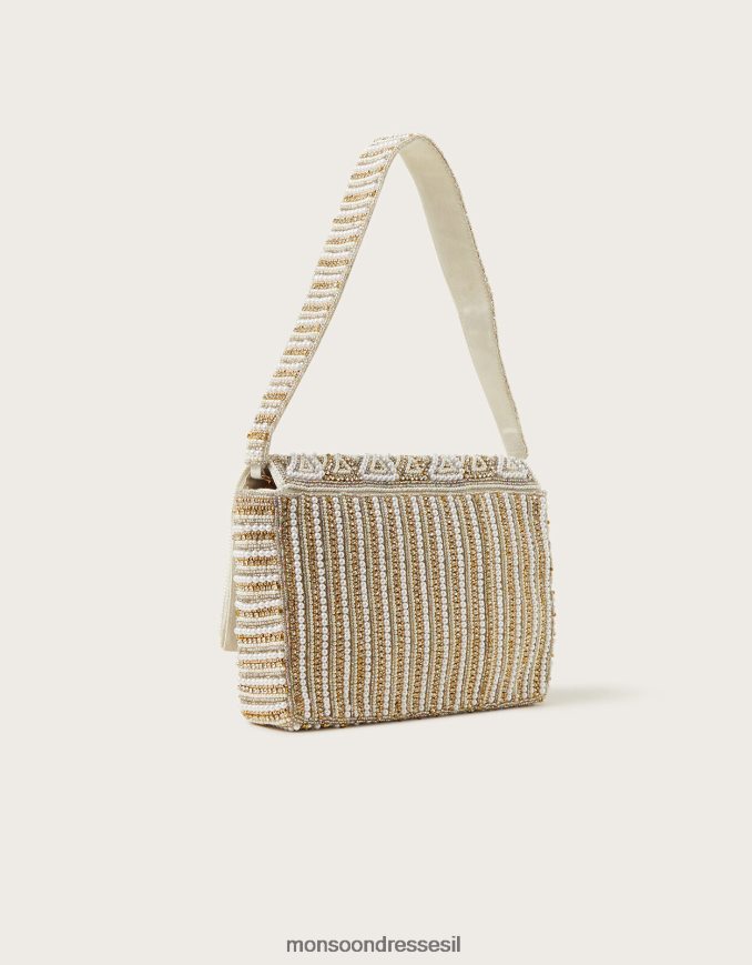 אבזר Monsoon תיק כתף כלה מעוטר גיאומטרי פנינה אופנה נשים HTJ0TZ1281