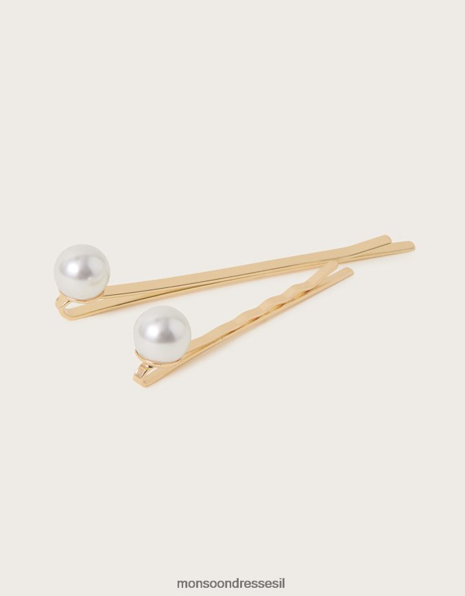 אבזר Monsoon שקופיות לשיער פנינה סט של שניים מסוגנן נשים HTJ0TZ1293