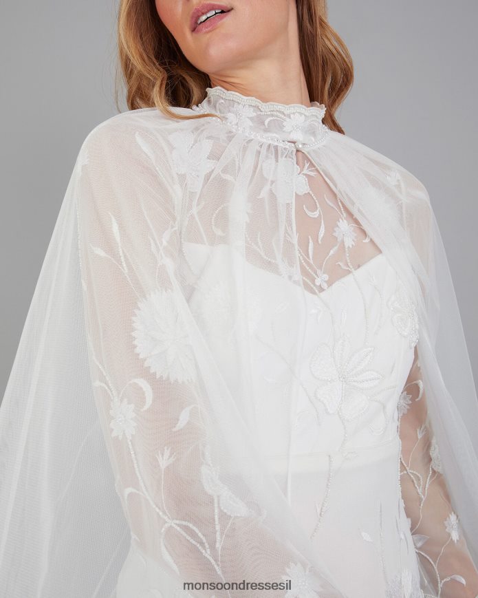 אבזר Monsoon שכמיית כלה עם עיטור פנינים מְעוּדָן נשים HTJ0TZ1294