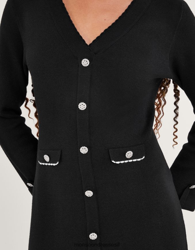 הַלבָּשָׁה Monsoon שמלת סריג עם פרטים בכיס שָׁחוֹר נשים HTJ0TZ129