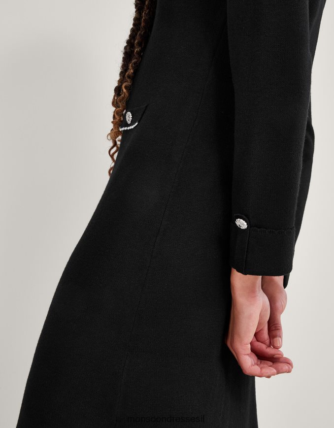 הַלבָּשָׁה Monsoon שמלת סריג עם פרטים בכיס שָׁחוֹר נשים HTJ0TZ129