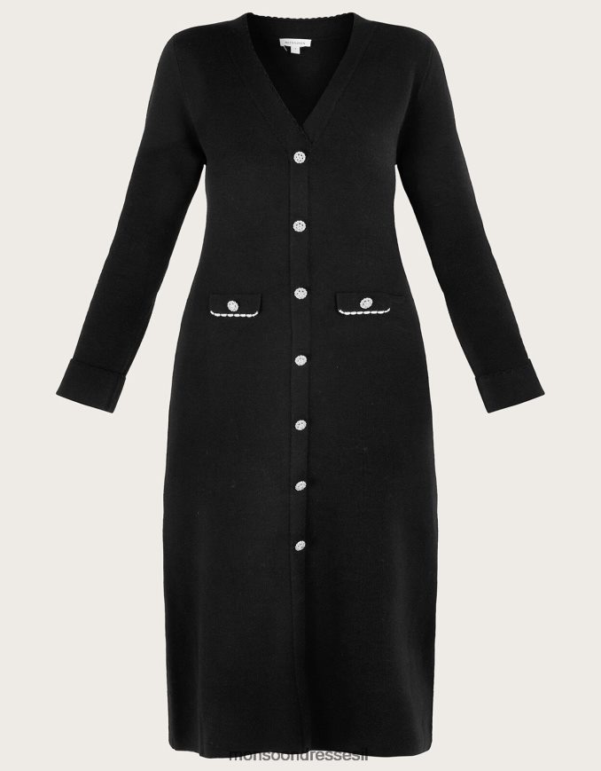 הַלבָּשָׁה Monsoon שמלת סריג עם פרטים בכיס שָׁחוֹר נשים HTJ0TZ129