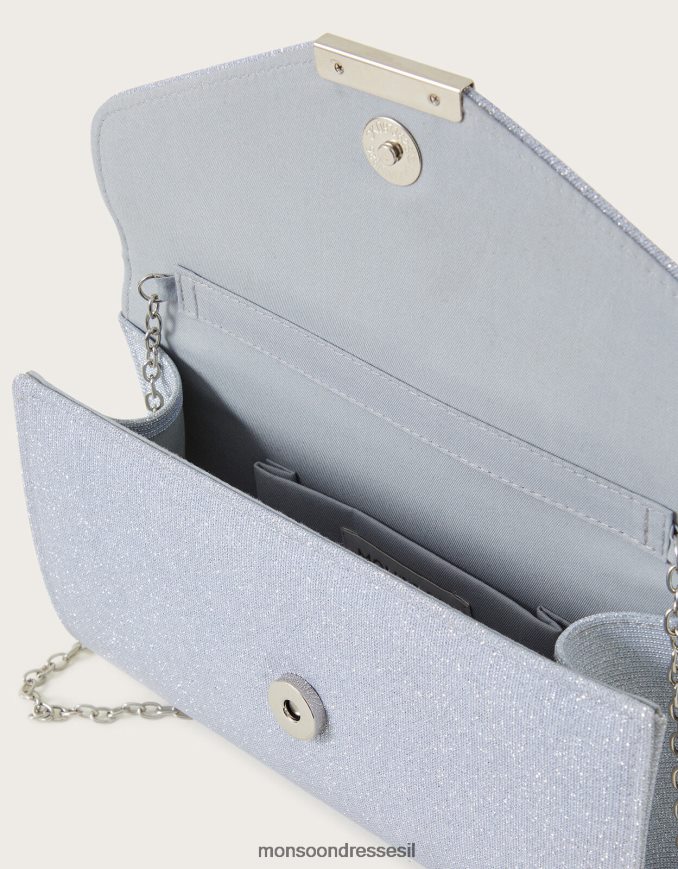 אבזר Monsoon תיק קלאץ' לאירוע נוצץ כסף נשים HTJ0TZ1306