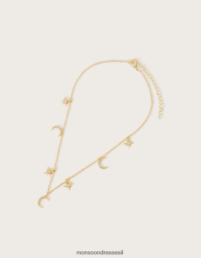 אבזר Monsoon שרשרת קסם ירח וכוכב זהב נשים HTJ0TZ1309