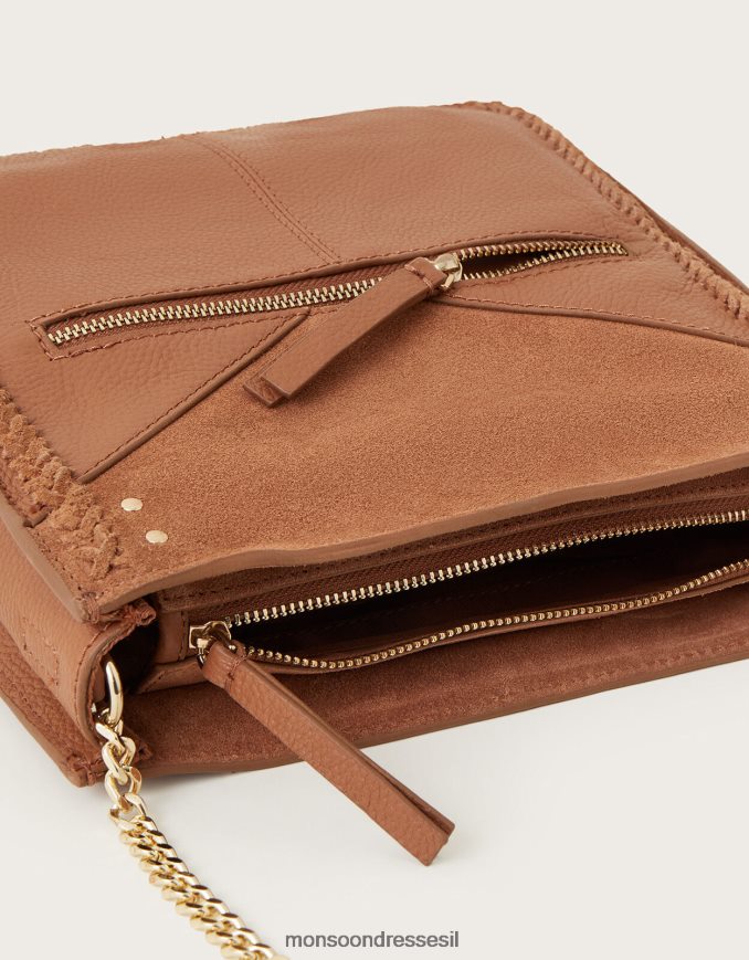 אבזר Monsoon תיק עור גדול לרוחב גוף מסוגנן נשים HTJ0TZ1310