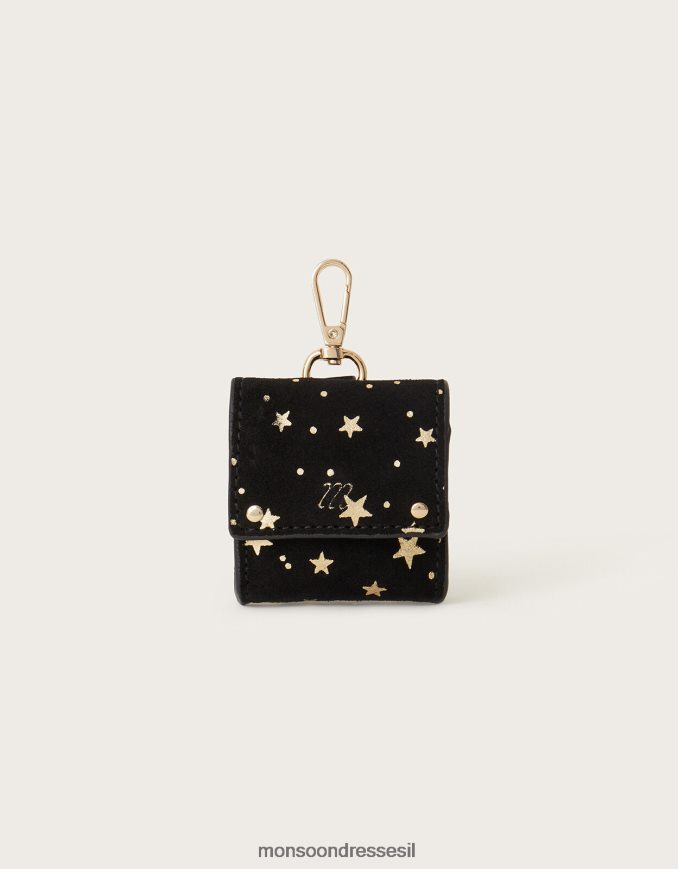 אבזר Monsoon נרתיק לאוזן לאוזן עם הדפס נייר כסף כוכב זמש מסוגנן נשים HTJ0TZ1313