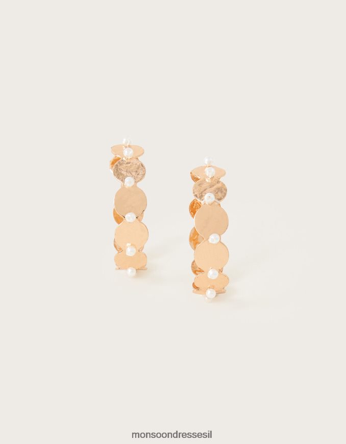 אבזר Monsoon עגילי חישוק מטבעות פנינה אופנה נשים HTJ0TZ1324