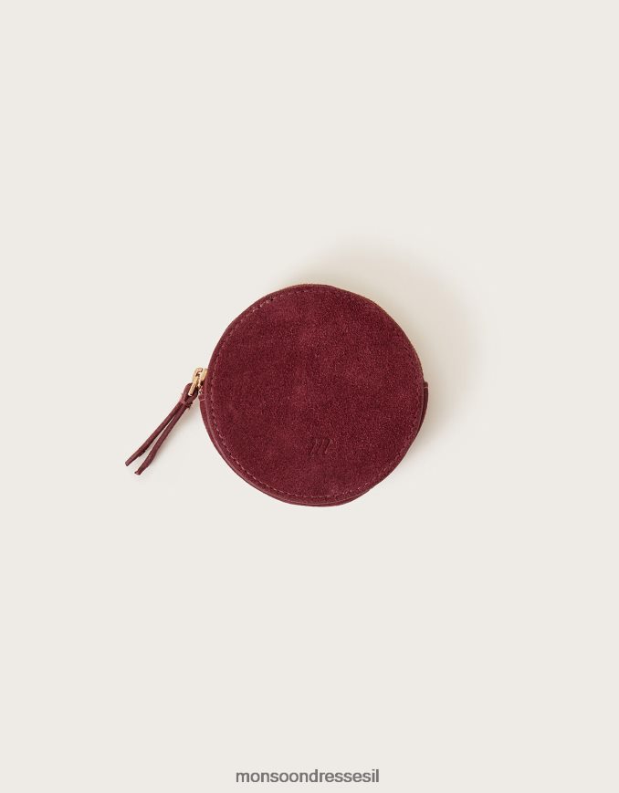 אבזר Monsoon ארנק מטבעות עגול זמש אופנה נשים HTJ0TZ1325