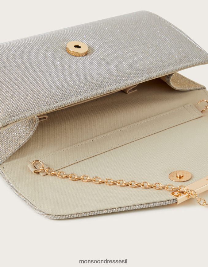 אבזר Monsoon תיק קלאץ' לאירוע נוצץ זהב נשים HTJ0TZ1327