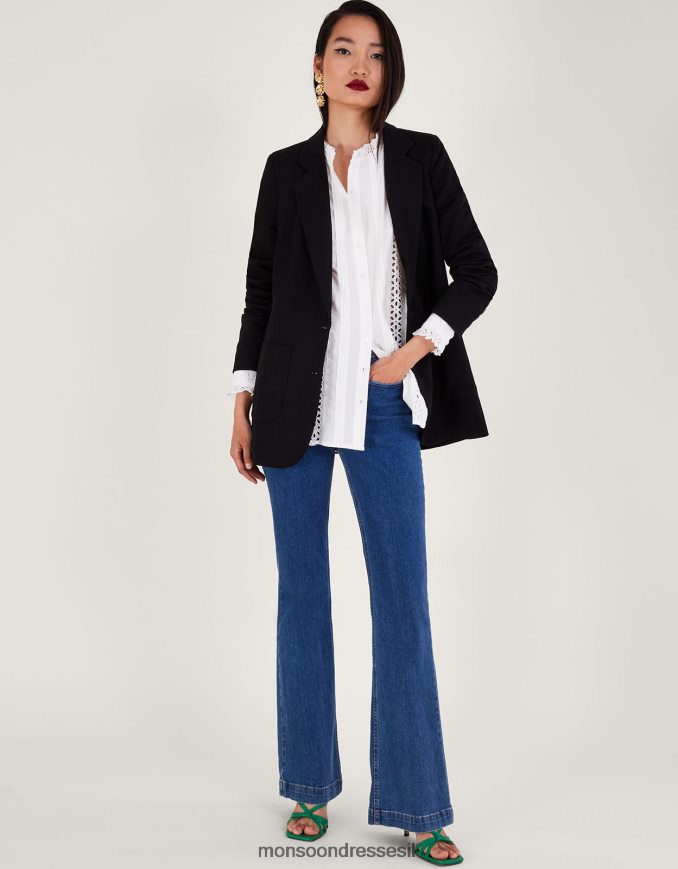 הַלבָּשָׁה Monsoon חולצת ברודרי לבן נשים HTJ0TZ132