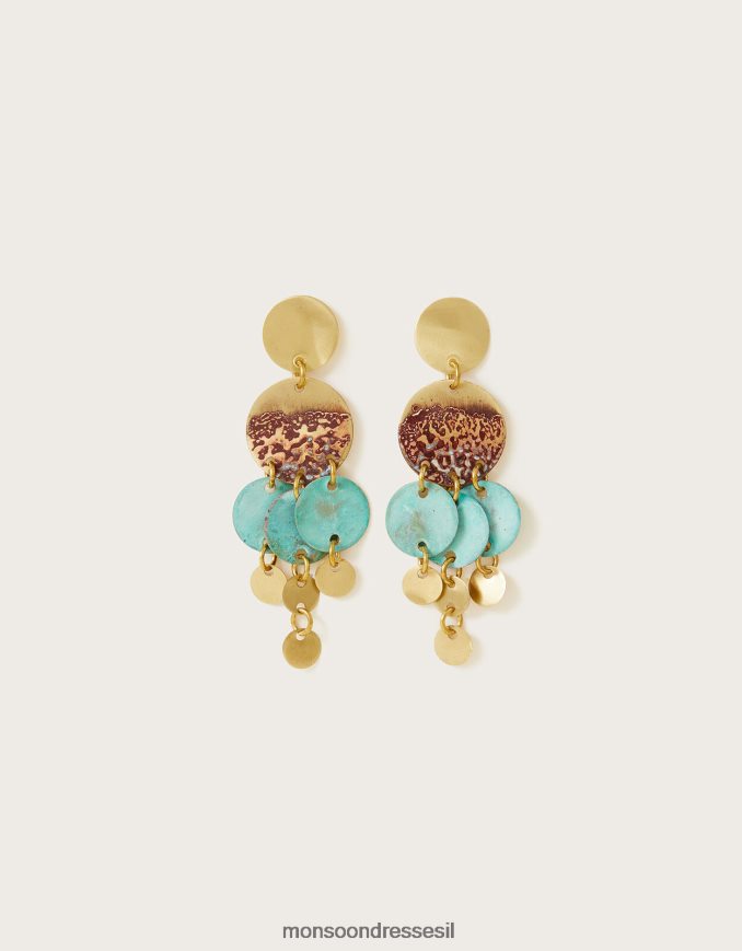 אבזר Monsoon עגילי צ'ארם גדולים בצבע טורקיז סיביליה מסוגנן נשים HTJ0TZ1337