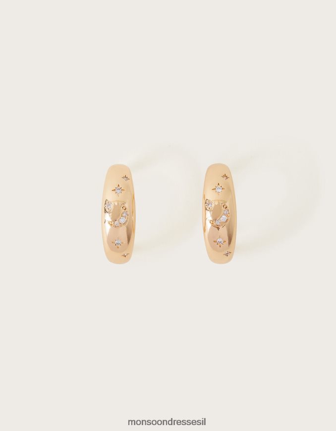 אבזר Monsoon עגילי חישוק ירח שמנמנים וכוכבים מסוגנן נשים HTJ0TZ1342