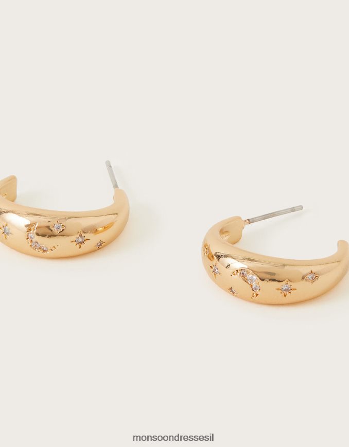 אבזר Monsoon עגילי חישוק ירח שמנמנים וכוכבים מסוגנן נשים HTJ0TZ1342