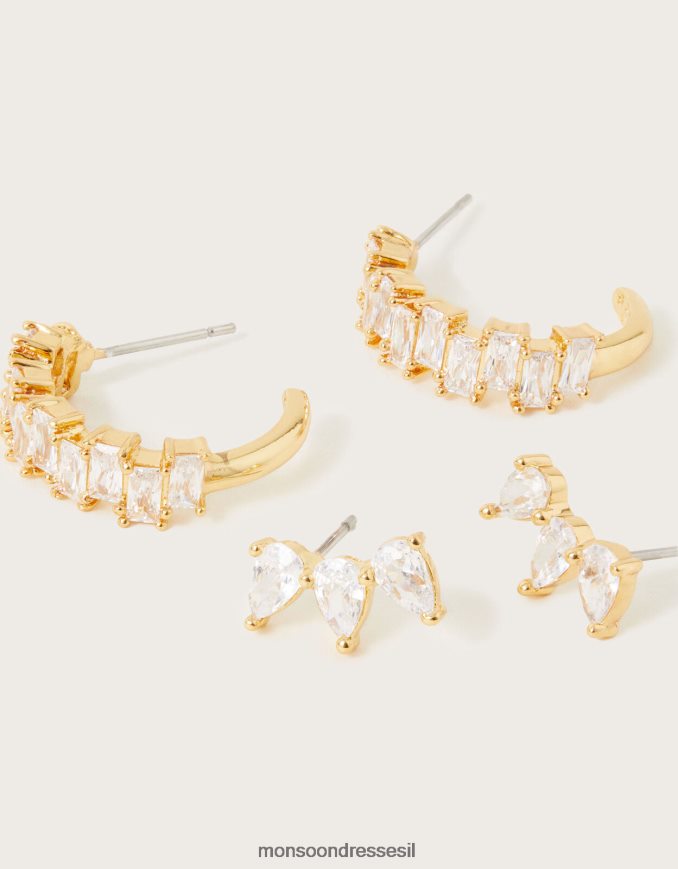 אבזר Monsoon חישוק קריסטל ועגיל צמוד של שניים מְעוּדָן נשים HTJ0TZ1344