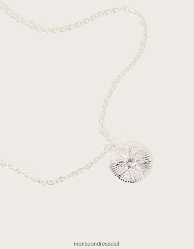 אבזר Monsoon שרשרת תליון דיסק כסף נשים HTJ0TZ1345