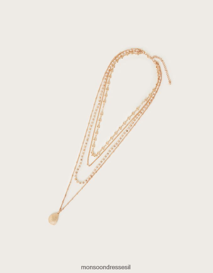 אבזר Monsoon שרשרת שכבות פנינים ותליון מסוגנן נשים HTJ0TZ1349