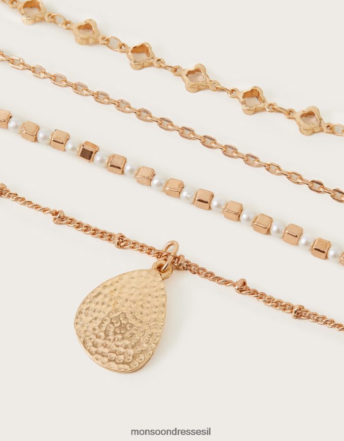 אבזר Monsoon שרשרת שכבות פנינים ותליון מסוגנן נשים HTJ0TZ1349