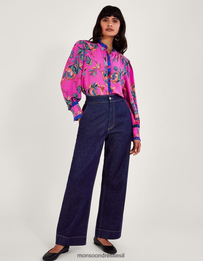 הַלבָּשָׁה Monsoon חולצה בהדפס ירדן וָרוֹד נשים HTJ0TZ134