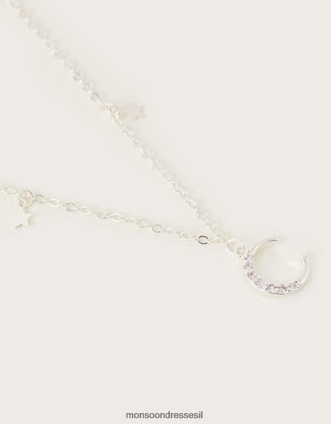 אבזר Monsoon שרשרת תליון ירח וכוכב עדינה מסוגנן נשים HTJ0TZ1350