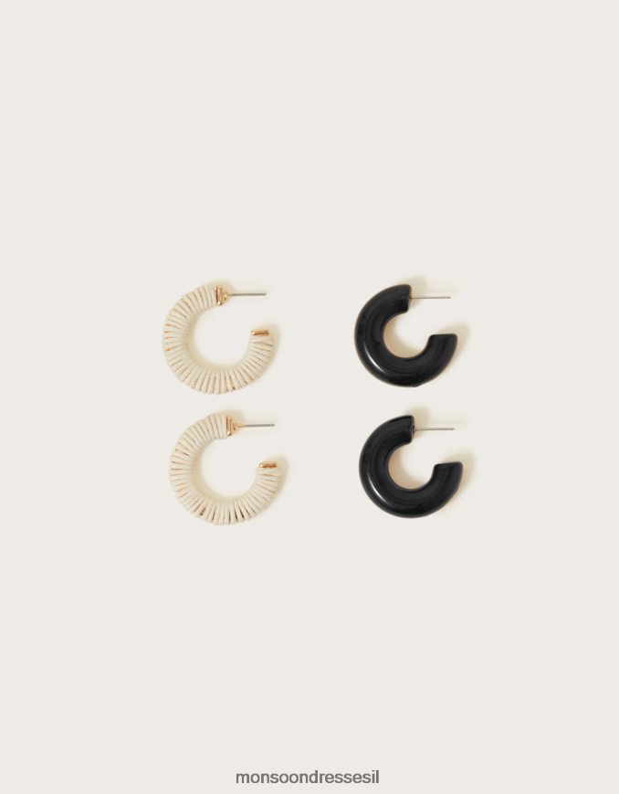 אבזר Monsoon עגילי חישוק במרקם שרף מסוגנן נשים HTJ0TZ1370