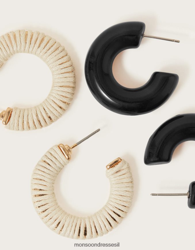 אבזר Monsoon עגילי חישוק במרקם שרף מסוגנן נשים HTJ0TZ1370