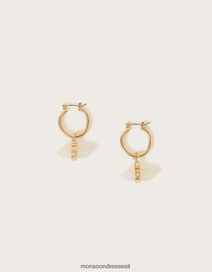 אבזר Monsoon עגילי חישוק טיפת אבן מְעוּדָן נשים HTJ0TZ1375