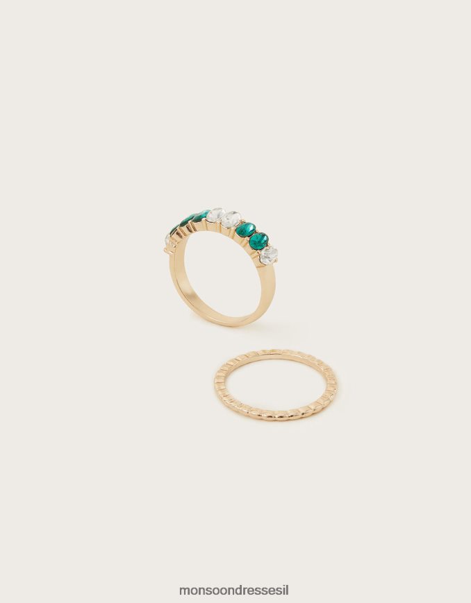 אבזר Monsoon טבעת אבן חן סט של שניים זהב נשים HTJ0TZ1378