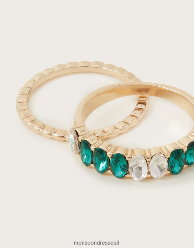 אבזר Monsoon טבעת אבן חן סט של שניים זהב נשים HTJ0TZ1378