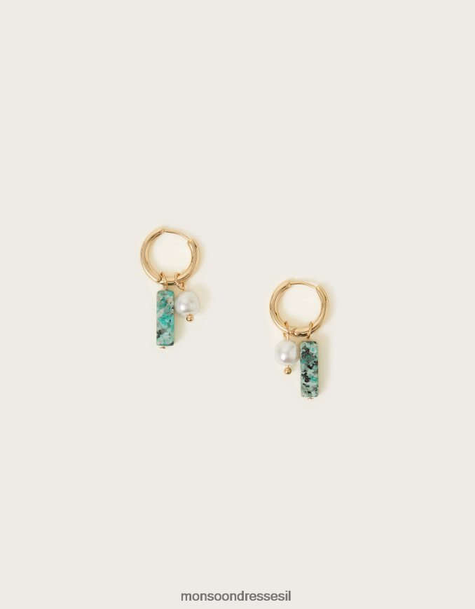 אבזר Monsoon חישוקי האג'י קסם פנינה ואבן מסוגנן נשים HTJ0TZ1388