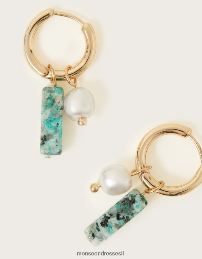 אבזר Monsoon חישוקי האג'י קסם פנינה ואבן מסוגנן נשים HTJ0TZ1388