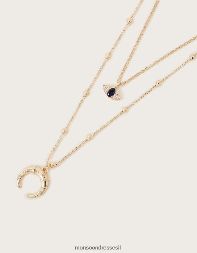 אבזר Monsoon שרשרת שכבות של חצי ירח מסוגנן נשים HTJ0TZ1393