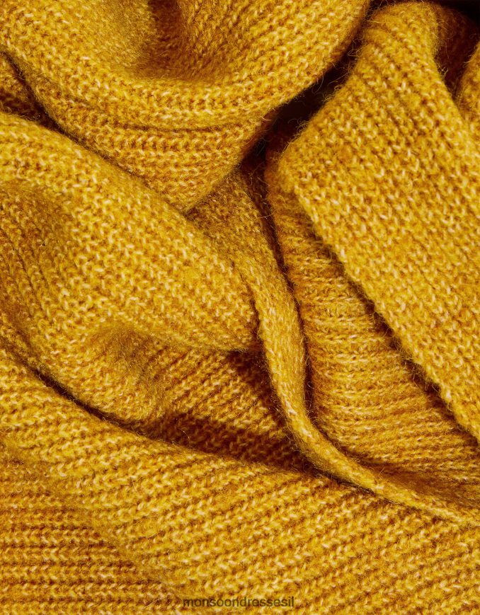 אבזר Monsoon צעיף סריג רך במיוחד עם פוליאסטר ממוחזר צהוב (אוקרה) נשים HTJ0TZ1398