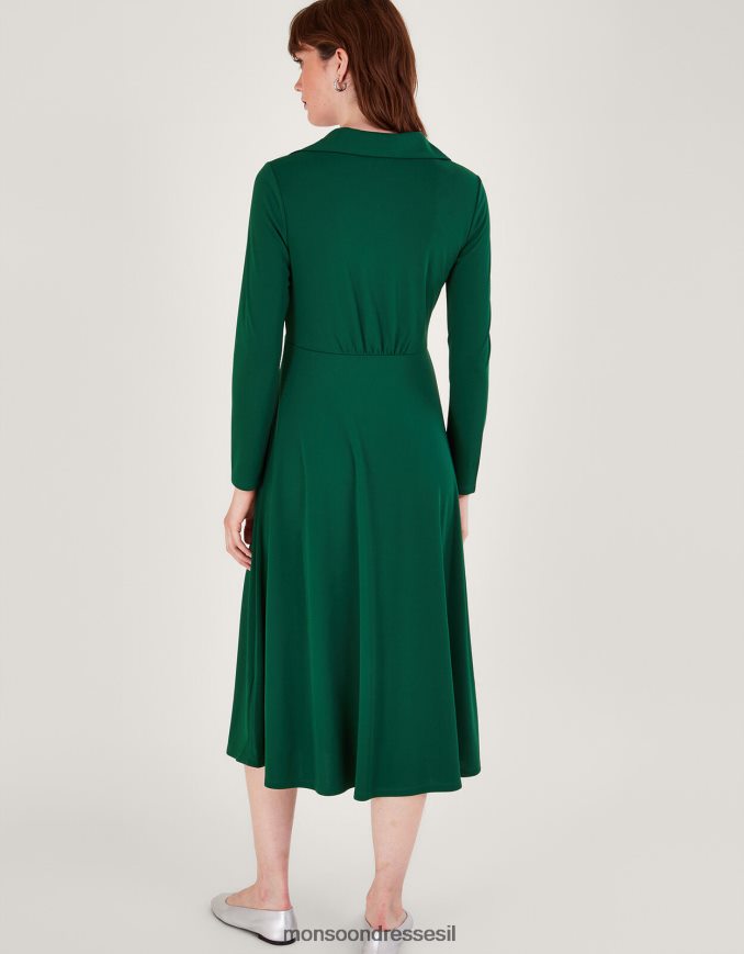 הַלבָּשָׁה Monsoon שמלת ג'רסי עם צווארון ירוק נשים HTJ0TZ13
