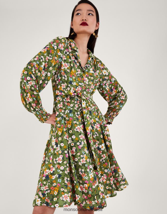 הַלבָּשָׁה Monsoon שמלה פרחונית דפוקה ירוק נשים HTJ0TZ14