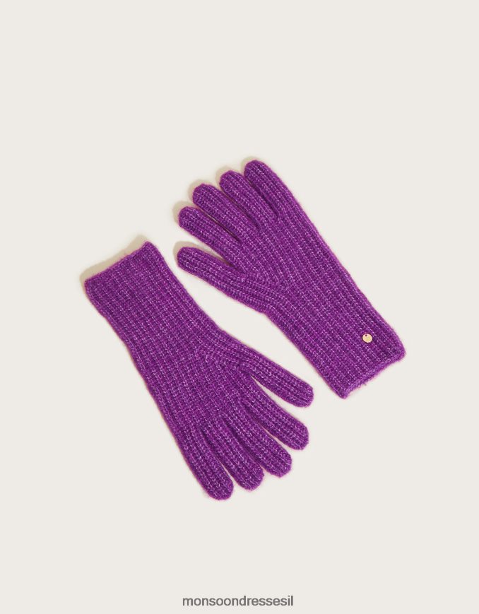 אבזר Monsoon כפפות סריג סופר רכות עם פוליאסטר ממוחזר סָגוֹל נשים HTJ0TZ1404