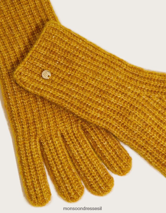 אבזר Monsoon כפפות סריג סופר רכות עם פוליאסטר ממוחזר צהוב (אוקרה) נשים HTJ0TZ1413