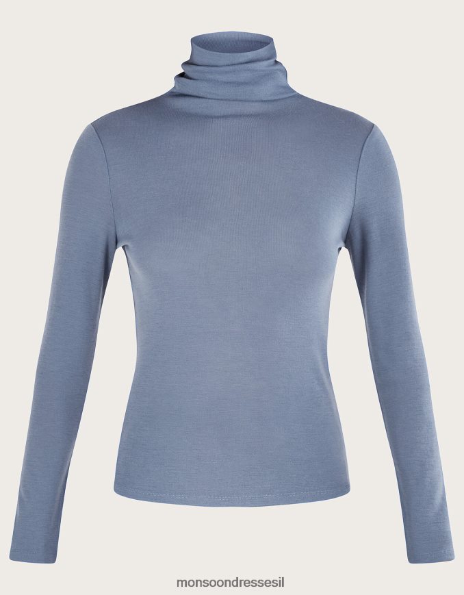 הַלבָּשָׁה Monsoon חולצת צווארון פולו מצמר כְּחוֹל נשים HTJ0TZ141