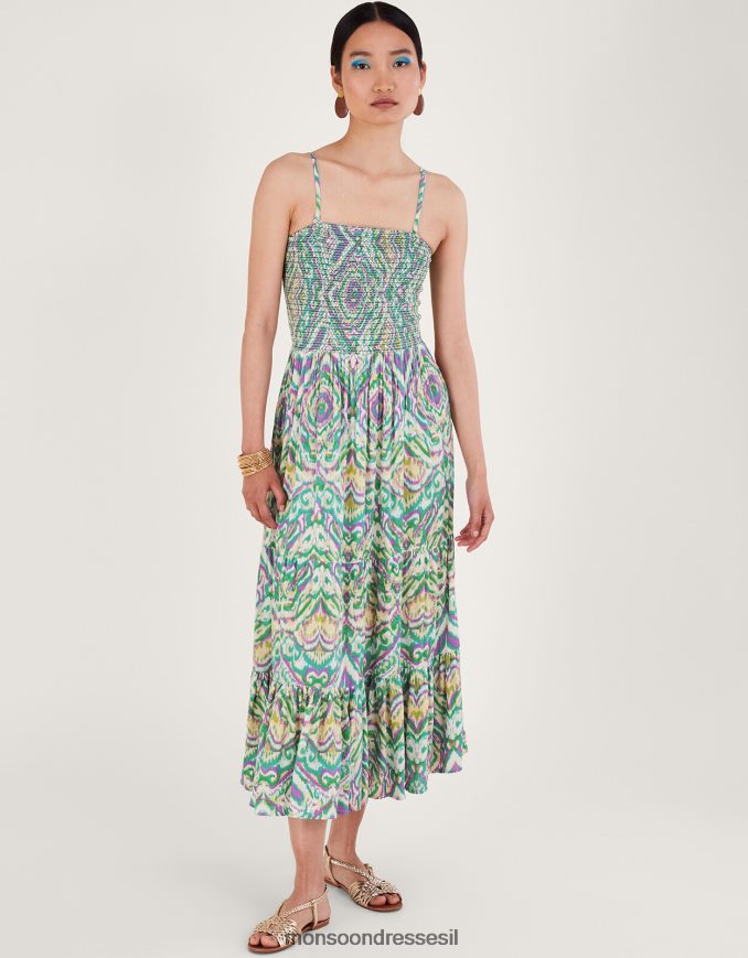 הַלבָּשָׁה Monsoon שמלת בנדאו בהדפס גיאומטרי לבן נשים HTJ0TZ142