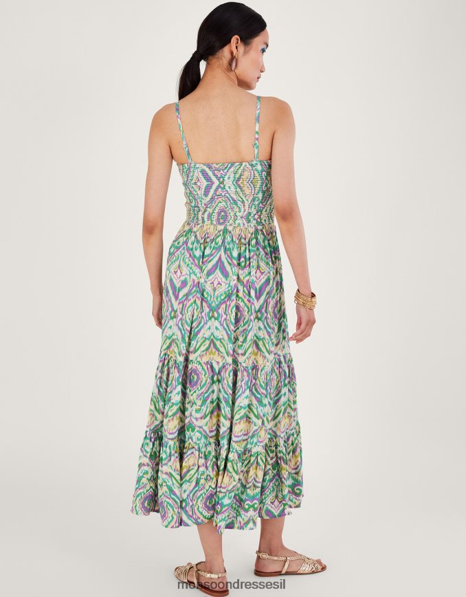 הַלבָּשָׁה Monsoon שמלת בנדאו בהדפס גיאומטרי לבן נשים HTJ0TZ142