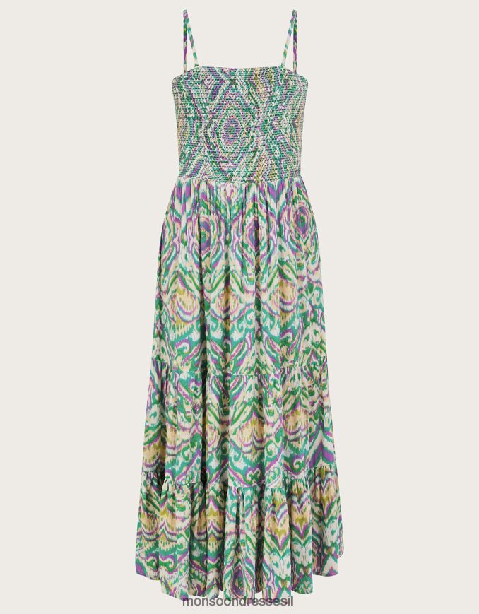 הַלבָּשָׁה Monsoon שמלת בנדאו בהדפס גיאומטרי לבן נשים HTJ0TZ142