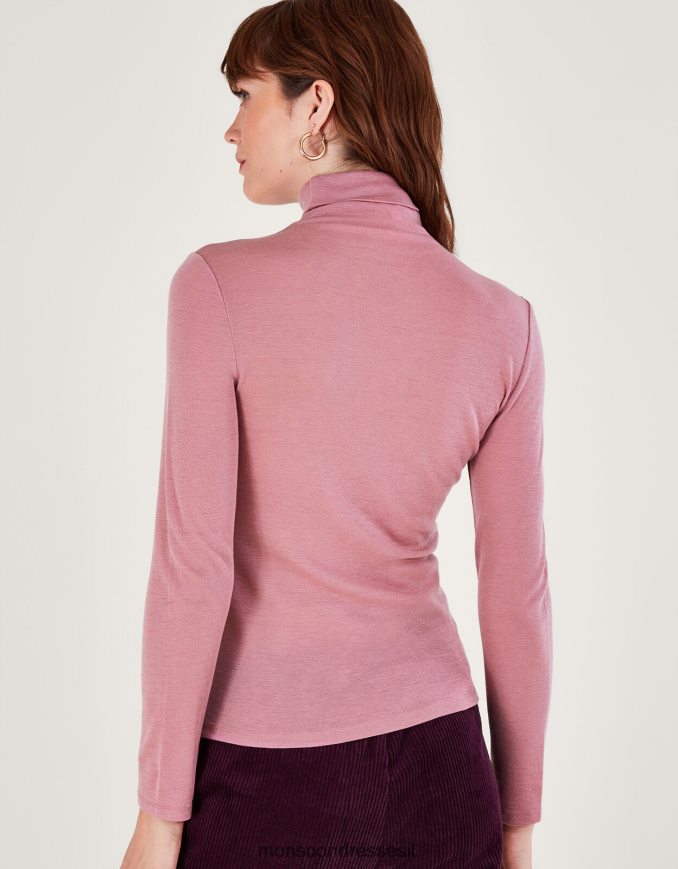 הַלבָּשָׁה Monsoon חולצת צווארון פולו מצמר וָרוֹד נשים HTJ0TZ144
