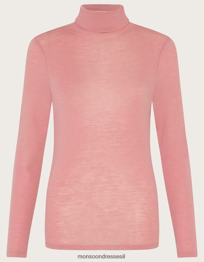 הַלבָּשָׁה Monsoon חולצת צווארון פולו מצמר וָרוֹד נשים HTJ0TZ144