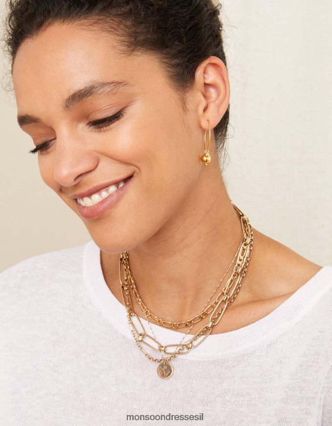 אבזר Monsoon חישוקי קסם חרוזים מצופים זהב חַם נשים HTJ0TZ1450