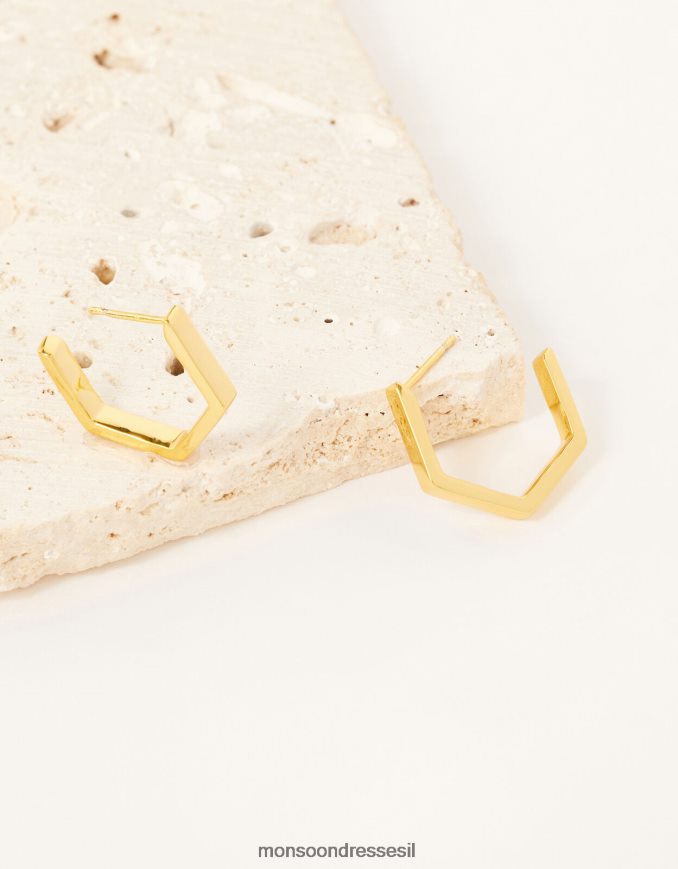 אבזר Monsoon חישוקי משושה מצופים זהב אופנה נשים HTJ0TZ1452